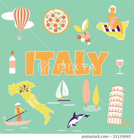 Welcome to Italy concept image with  set ofobjects 35124995