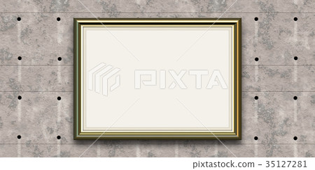 Bright and detailed metal blank photo frame on concrete wall material background, front view (seamless connection, high resolution 3D CG rendering ∕ coloring illustration) Bright and detailed metal blank photo frame on concrete wall material background, front view (seamless connection, high resolution 3D CG rendering ∕ coloring illustration) 35127281