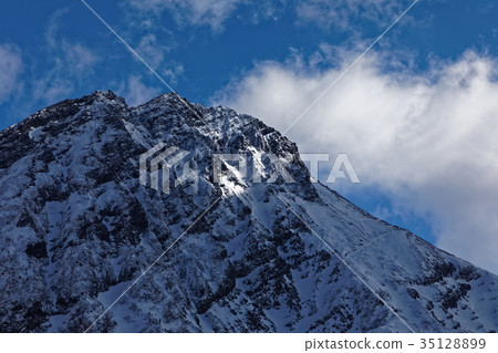 從Nakayama觀景台看到的Yatsugatake主峰/ Akadake雪 從Nakayama觀景台看到的Yatsugatake主峰/ Akadake雪 35128899