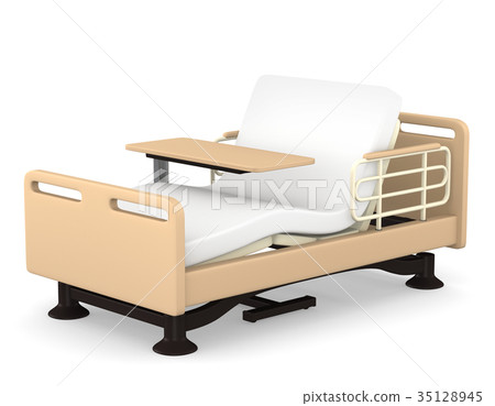 護理床和桌斜倚的3D例證 35128945