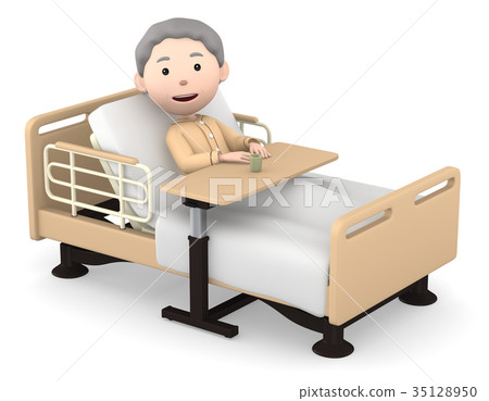 Senior woman in care bed 35128950