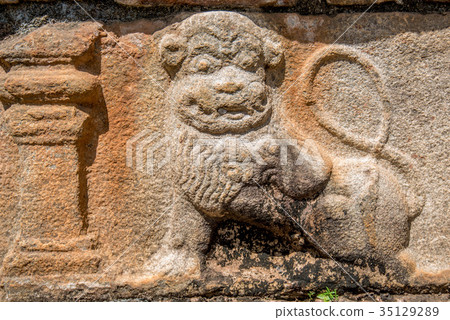 Lion sculptures of Polonnaruwa in Sri Lanka 35129289