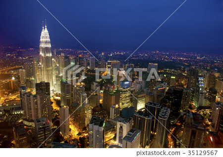 Top View Kuala Lumpur city skyline night 35129567