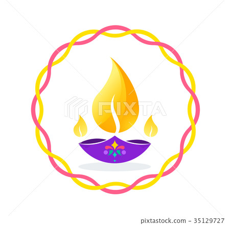 Diwali festival icon flat design. 35129727