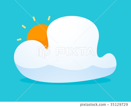 Cloud and sun simple and cute icon. 35129729