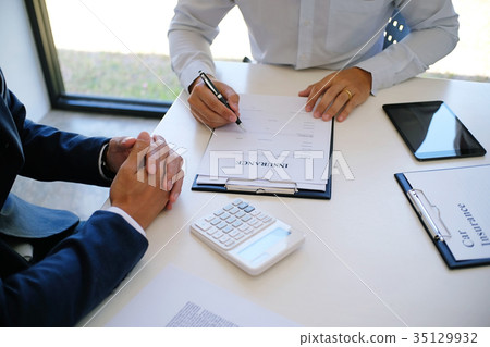 Sales manager giving advice application form Sales manager giving advice application form 35129932