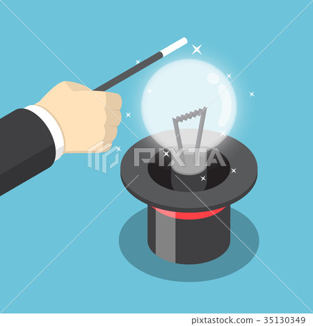 Businessman hand use a magic trick to make idea. 35130349