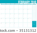 February 2018 calendar planner vector illustration 35131312