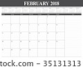 February 2018 calendar planner vector illustration 35131313