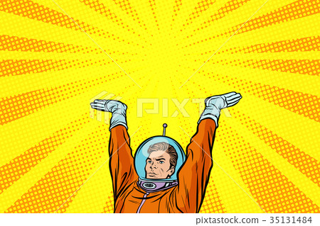 template astronaut holding something on his hands stock