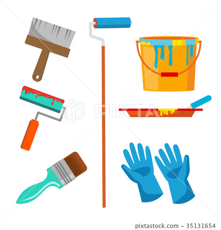 Wall Painting Items Vector. Accessories Set.  35131654