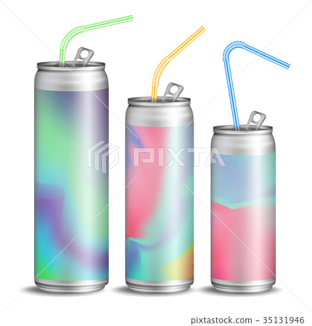 Realistic Metallic Can Vector. Soft Energy Drink. Realistic Metallic Can Vector. Soft Energy Drink. 35131946