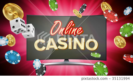 Online Casino Vector. Banner With Computer Online Casino Vector. Banner With Computer 35131994