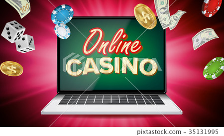 Online Casino Vector. Banner With Laptop. Online Casino Vector. Banner With Laptop. 35131995