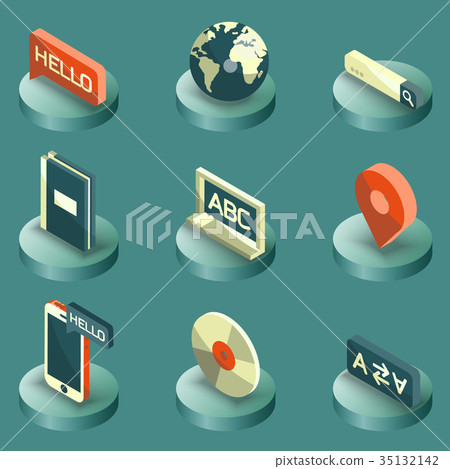 Languages color isometric icons - Stock Illustration [35132142] - PIXTA