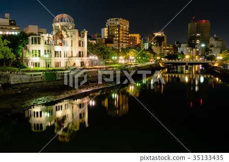 廣島原子彈爆炸圓頂的夜景 35133435