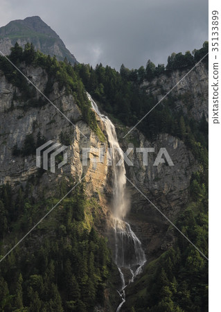 Waterfall in the Swiss Alps. Oltschibachfall. 35133899