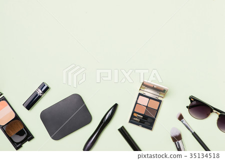 A collection of make up and cosmetic beauty green 35134518
