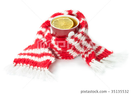 wool scarf, wrapped around a cup of tea wool scarf, wrapped around a cup of tea 35135532
