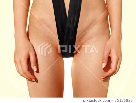 part of lady body in black latex 35135883