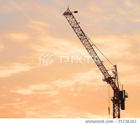 Construction Crane and Building at Sunrise 35136161
