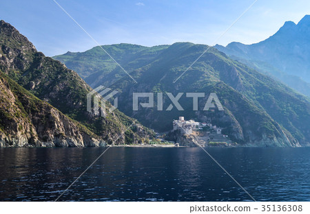 Orthodox Greek monastery on Mount Athos Dionysiou. 35136308