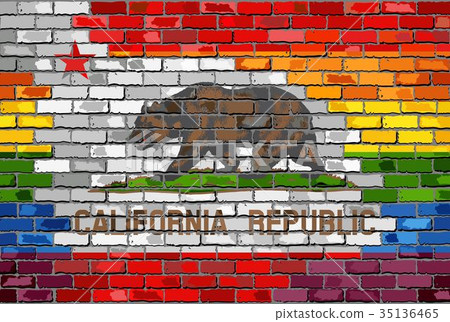 Brick Wall California and Gay flags 35136465
