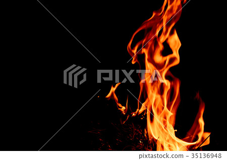Freeze motion of Red-Yellow fire flames burning. Freeze motion of Red-Yellow fire flames burning. 35136948
