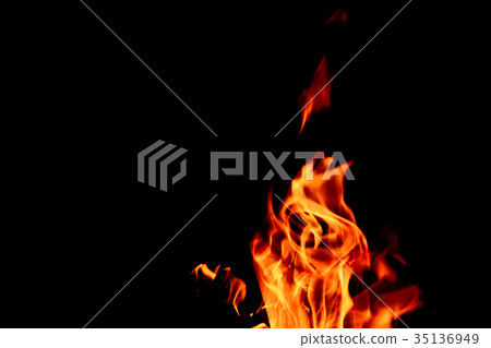 Freeze motion of Red-Yellow fire flames burning. 35136949
