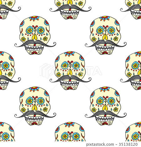 Day of the Dead seamless pattern vector 35138120