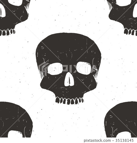 Skull seamless pattern, hand drawn sketch vector 35138145