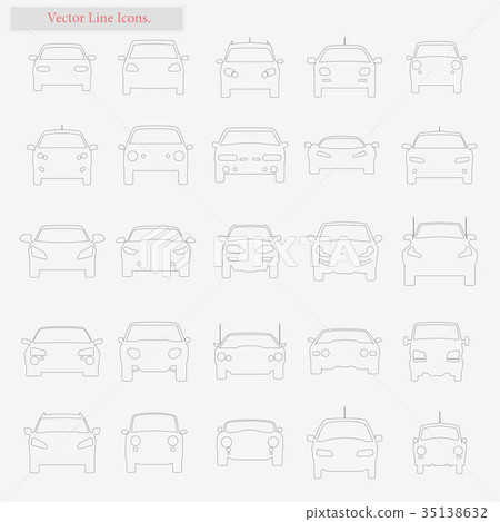 Car Set vector style line icons on white - Stock Illustration [35138632 ...