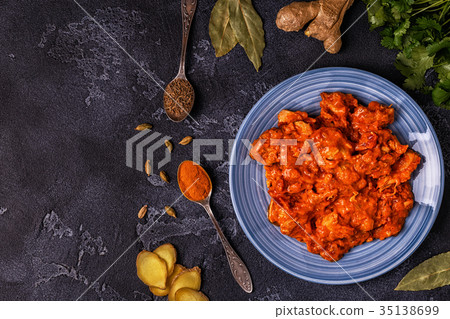 Traditional Indian curry with chicken. Traditional Indian curry with chicken. 35138699