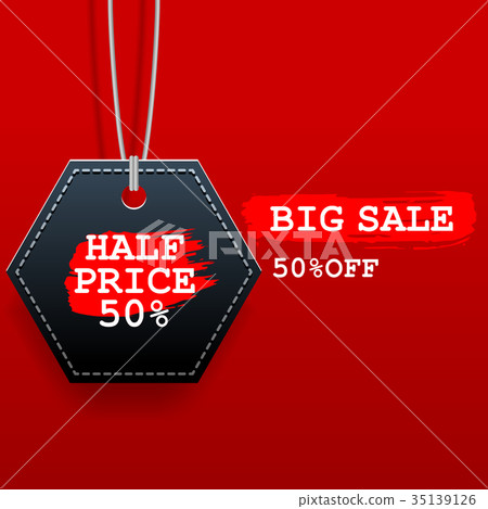 Black friday sale tag with discount on red 35139126