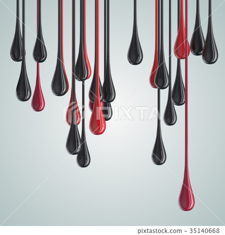 3D red and black glossy paint drop blobs 35140668