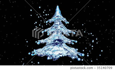 Christmas water splash tree on black background Christmas water splash tree on black background 35140709