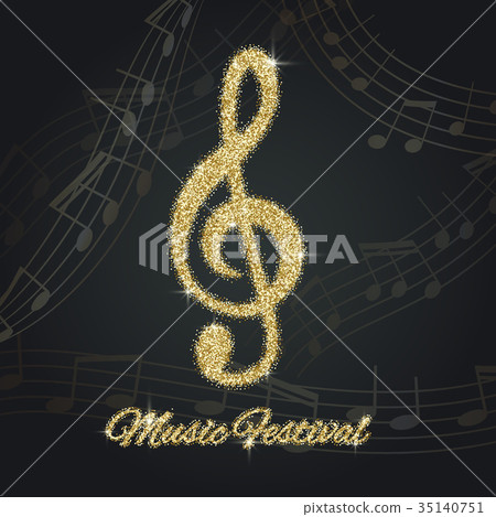 Abstract background with gold music notes Abstract background with gold music notes 35140751