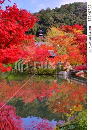 Eikando Temple pond in Early autumn  35140791