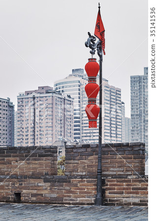 Chinese red lanterns in Xian, China. 35141536