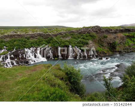 Iceland view of the Barnafoss waterfall 2017 35142844