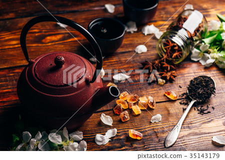 Tea with Flowers and Condiment. Tea with Flowers and Condiment. 35143179