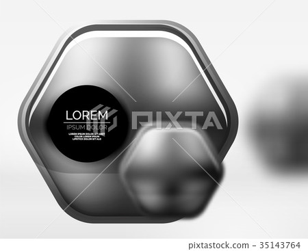 Metallic realistic texture on 3d hexagons, vector Metallic realistic texture on 3d hexagons, vector 35143764
