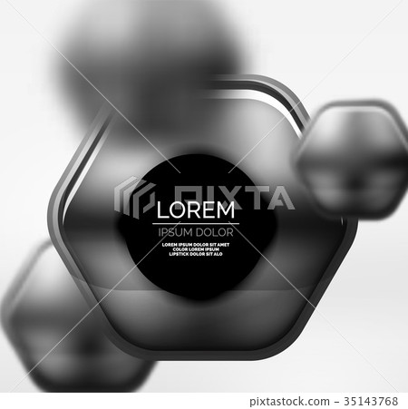 Metallic realistic texture on 3d hexagons, vector Metallic realistic texture on 3d hexagons, vector 35143768