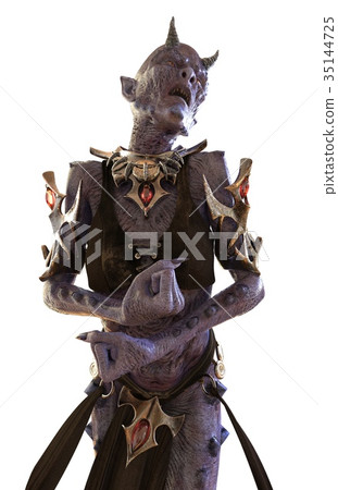 Demon Woman Isolated on White 3D Illustration 35144725