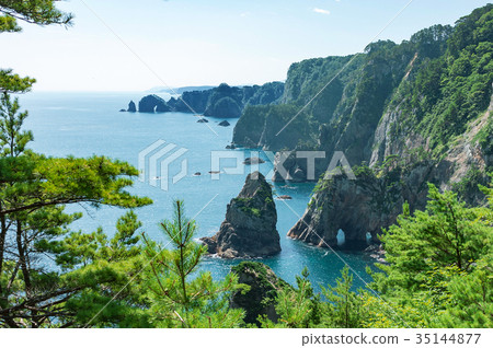[岩手縣田oh村北山崎]北山崎，高200m的懸崖風景區，是令人嘆為觀止的海阿爾卑斯山 35144877