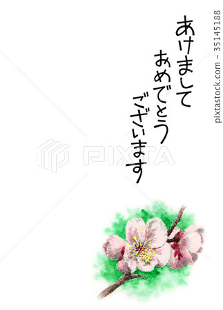 新年卡的材料與白色漫畫人物 35145188