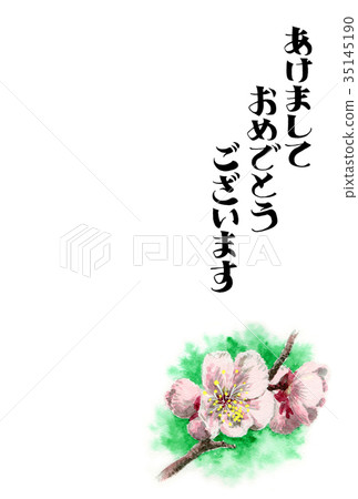 Material of New Year's card with white manga characters Material of New Year's card with white manga characters 35145190