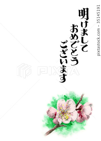 Material of New Year's card with white manga characters Material of New Year's card with white manga characters 35145191