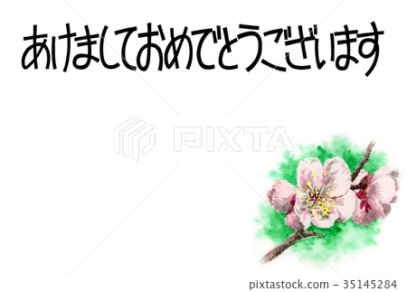 新年卡的材料與白色漫畫人物 35145284