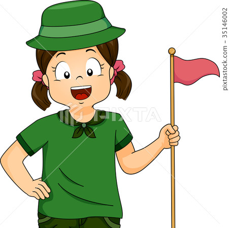 Kid Girl Scout Flag Illustration 35146002